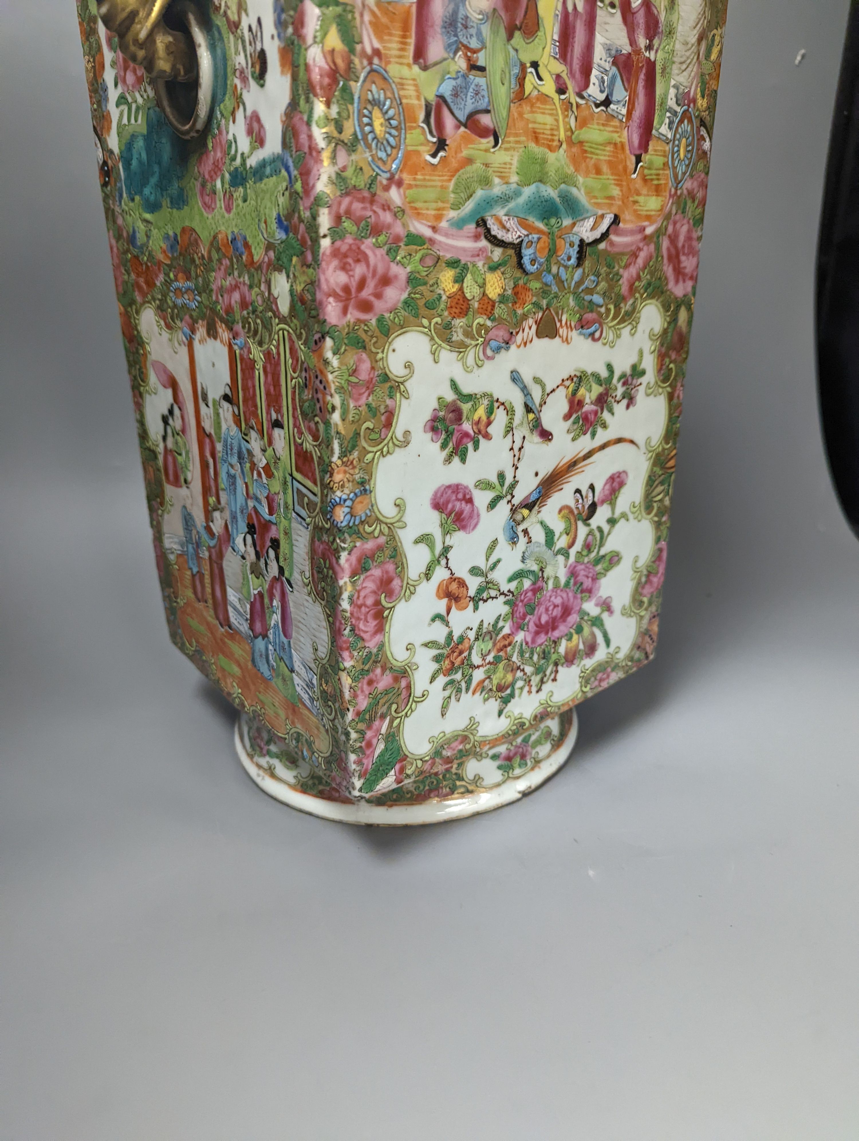 A large Chinese famille rose cong-shaped vase, 19th century, 50 cms high.
